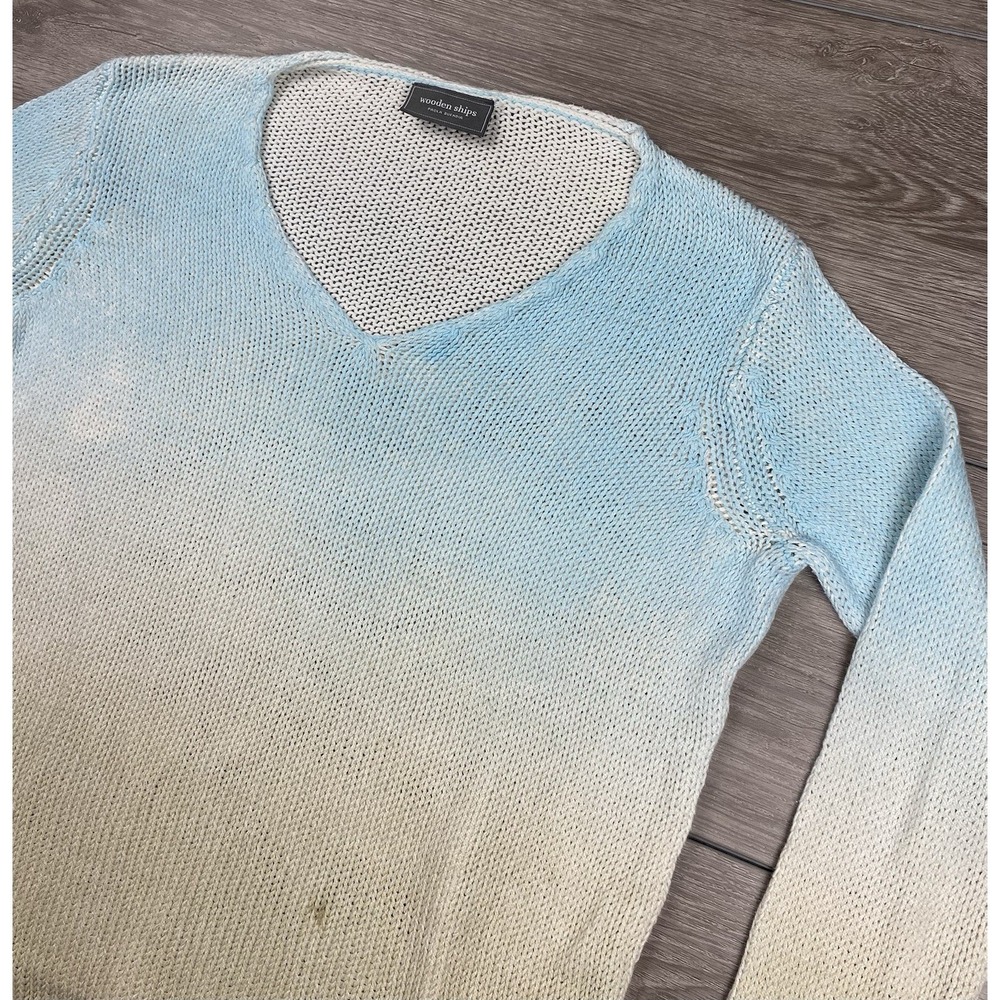 Wooden Ships Women's‎ Ombré Knit Pullover Relaxed Sweater Blue Cream S/M *read